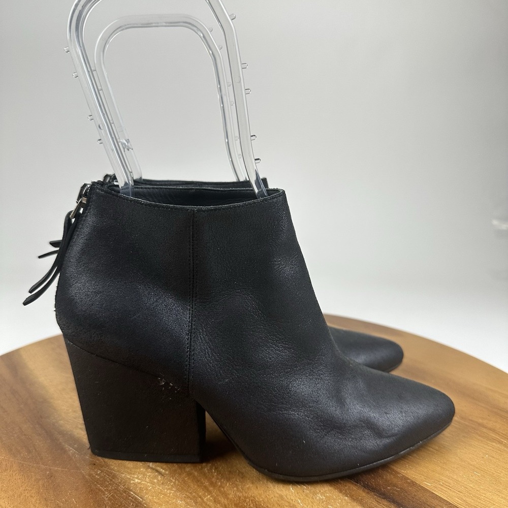 Womens Max Mara Black Leather Heeled Zip Ankle Boots Booties Size EU 36.5 GUC